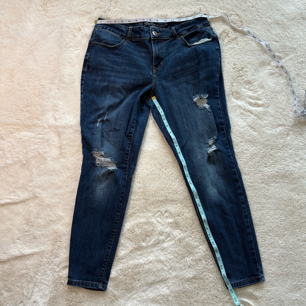 Maurices Dark Blue Distressed Skinny Jeans